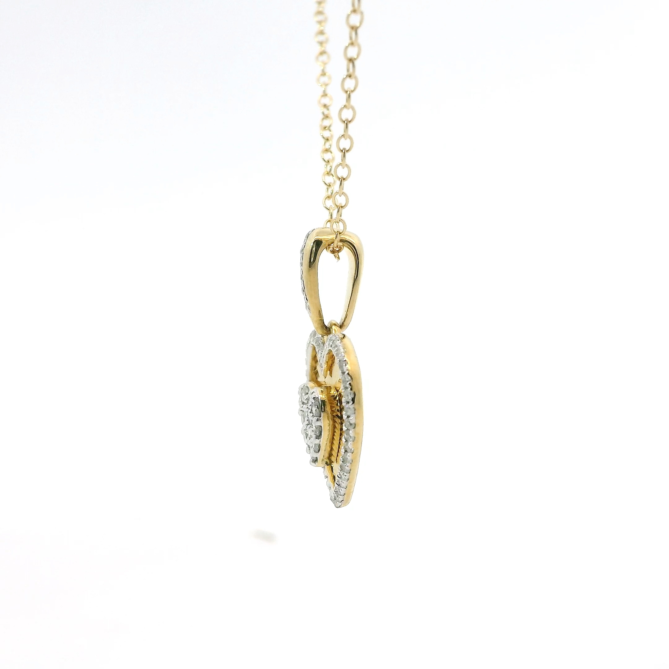 14K YELLOW GOLD NATURAL DIAMOND HEART NECKLACE 0.25TCW - Image 3