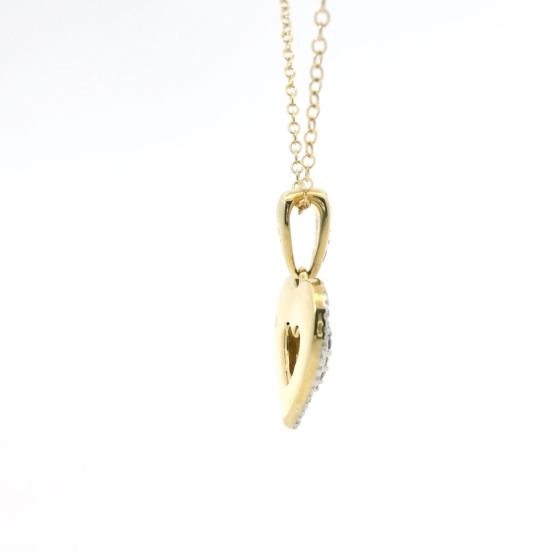 14K YELLOW GOLD NATURAL DIAMOND HEART NECKLACE 0.25TCW - Image 2