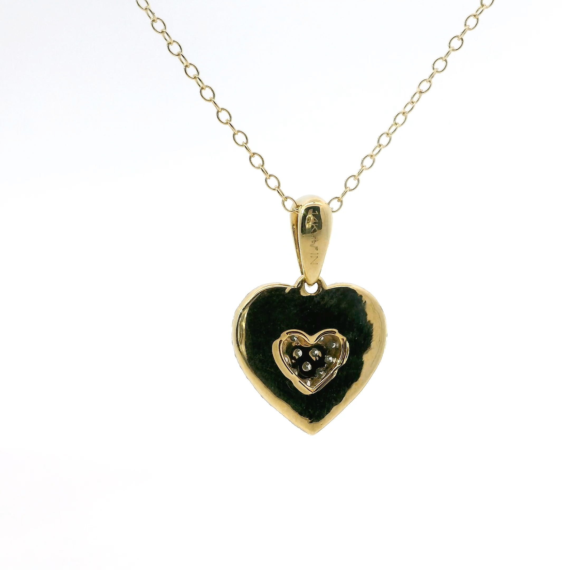 14K YELLOW GOLD NATURAL DIAMOND HEART NECKLACE 0.25TCW - Image 4