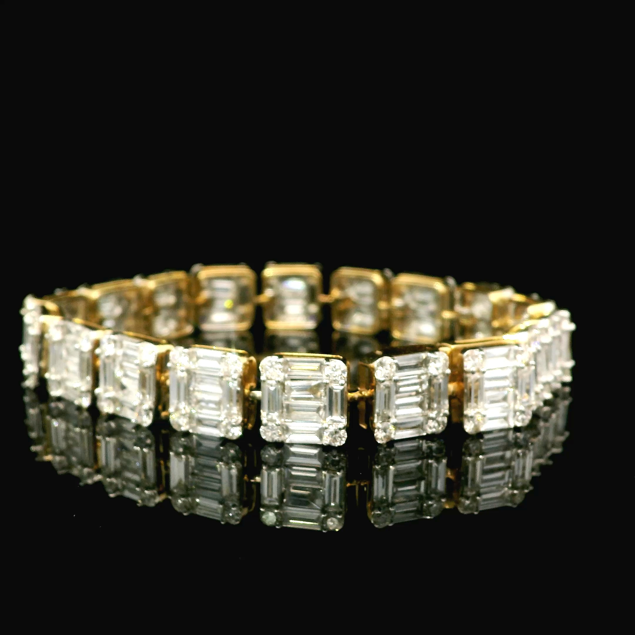 12.41CT 10K YELLOW GOLD Emerald Cut Lab Grown Diamond Tennis Bracelet
