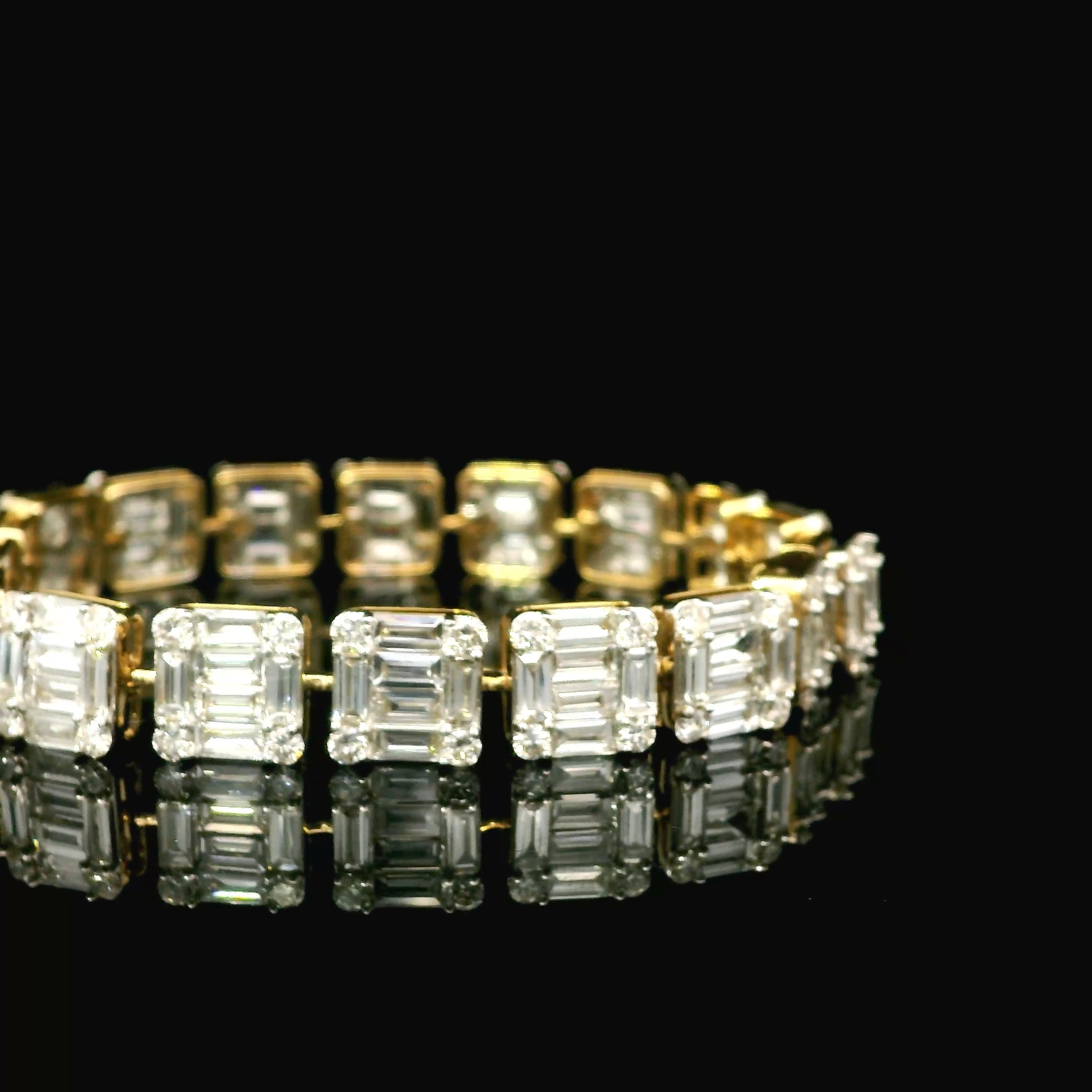 12.41CT 10K YELLOW GOLD Emerald Cut Lab Grown Diamond Tennis Bracelet - Image 3