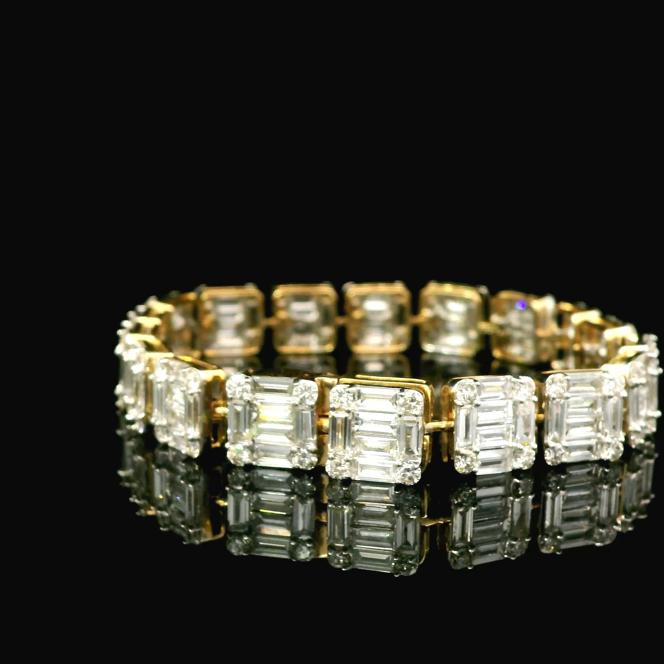 12.41CT 10K YELLOW GOLD Emerald Cut Lab Grown Diamond Tennis Bracelet - Image 4