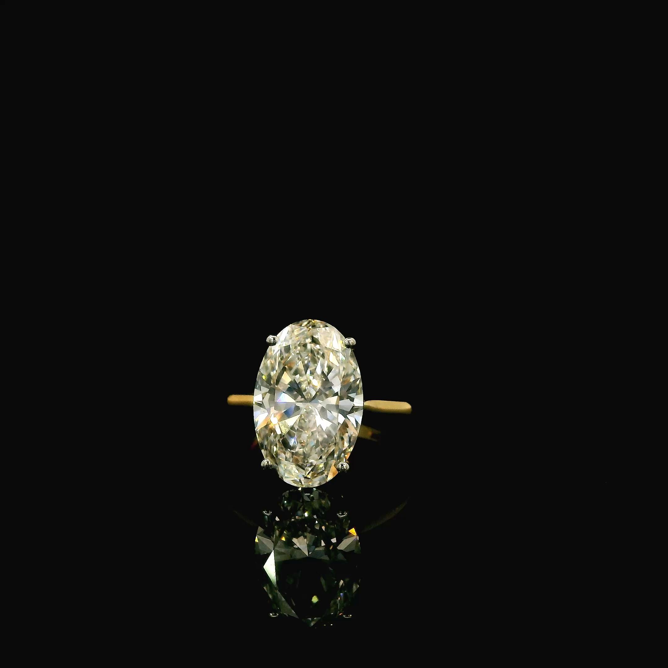 5.36 TCW oval 14k Yellow gold lab grown diamond engagement ring