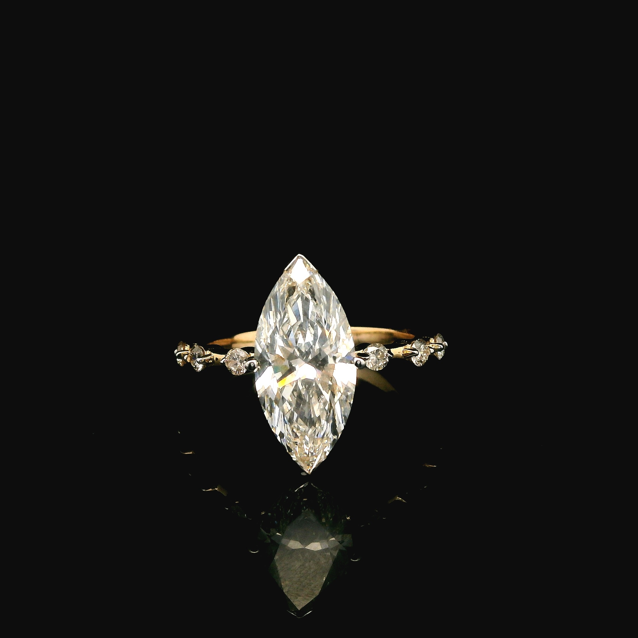 3.46CT 14K YG MARQUISE LAB GROWN DIAMOND ENGAGEMENT RING