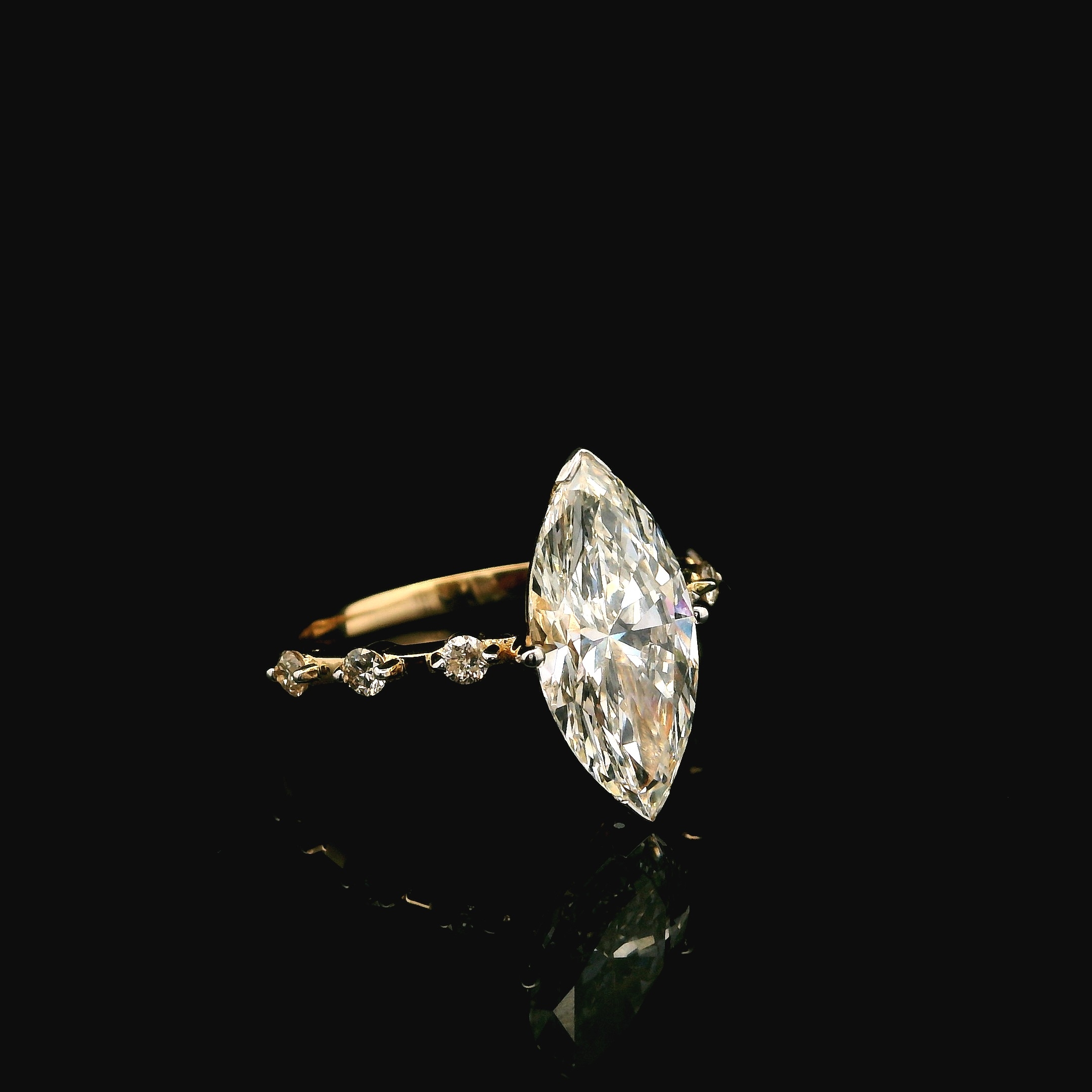 3.46CT 14K YG MARQUISE LAB GROWN DIAMOND ENGAGEMENT RING - Image 4