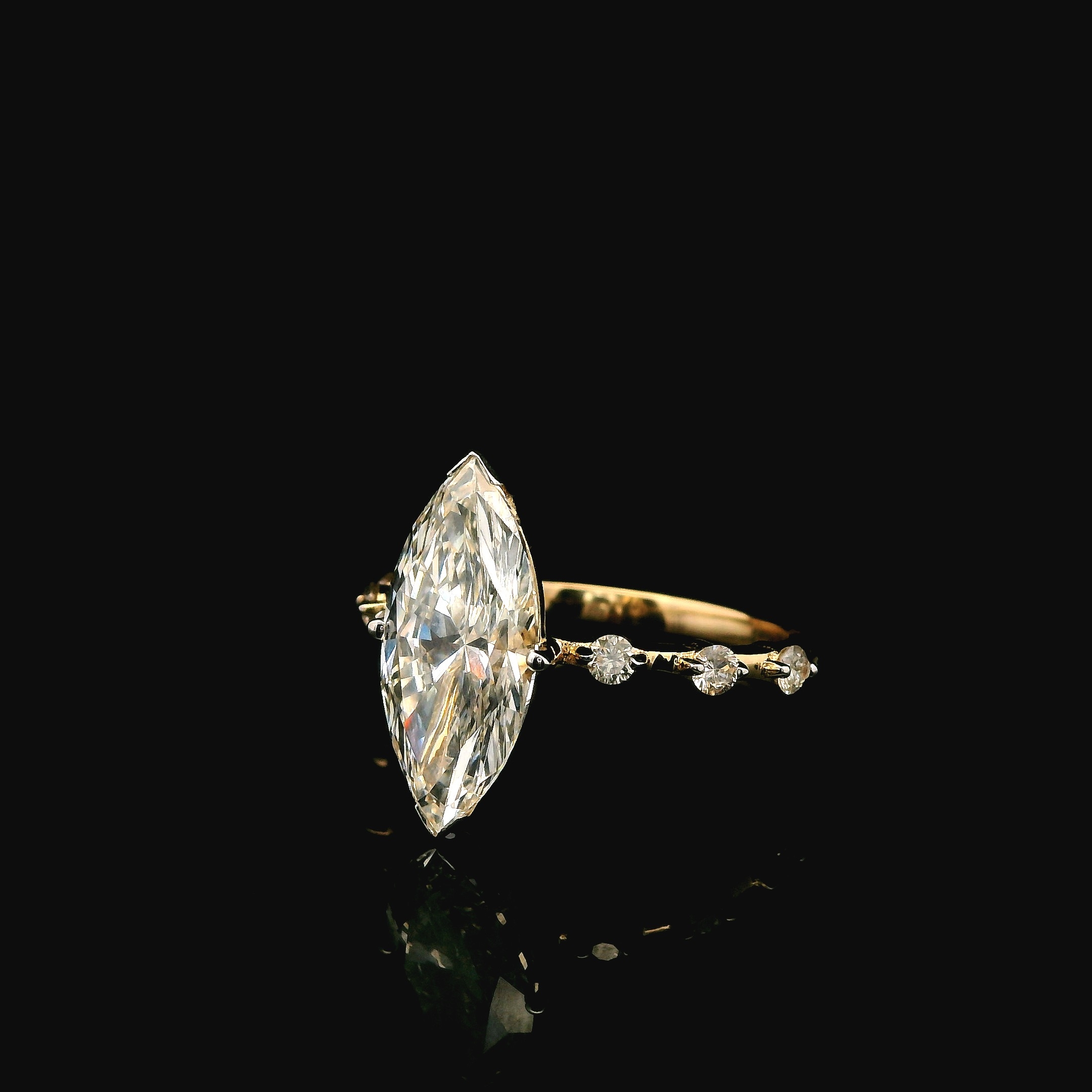 3.46CT 14K YG MARQUISE LAB GROWN DIAMOND ENGAGEMENT RING - Image 3