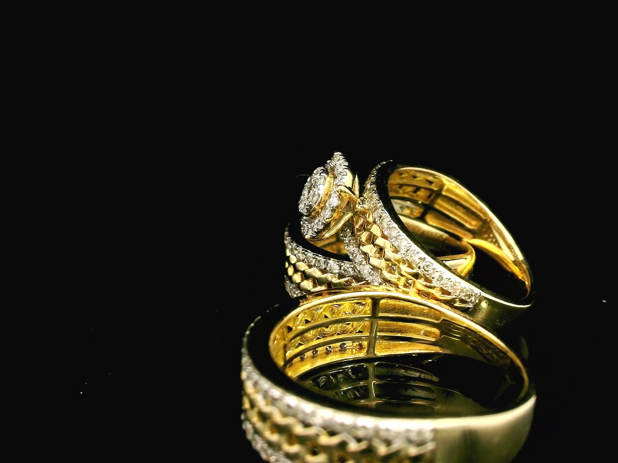 10K YELLOW GOLD 1.50CT WEDDING SET TRIO CUBAN LINK ACCENT DESIGN - Image 3