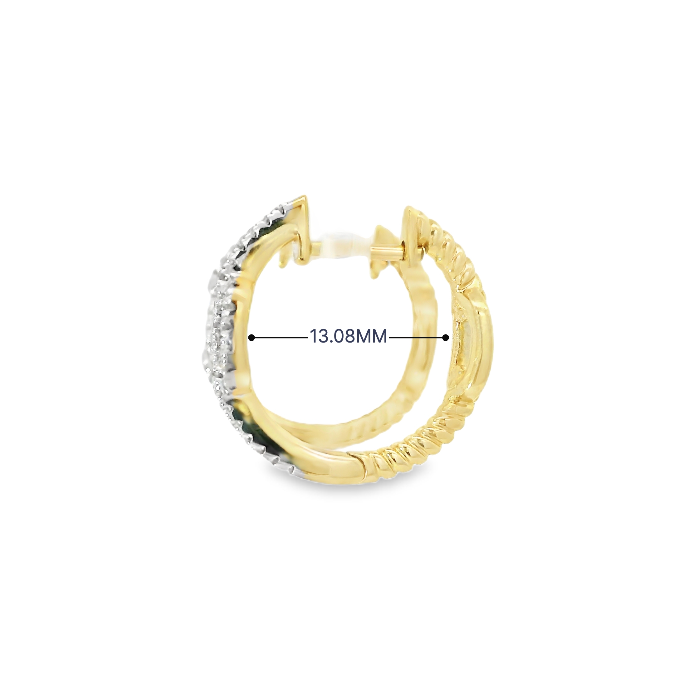 10k Reversible Gold Hoop Earrings Elongated Oval Design - Image 2
