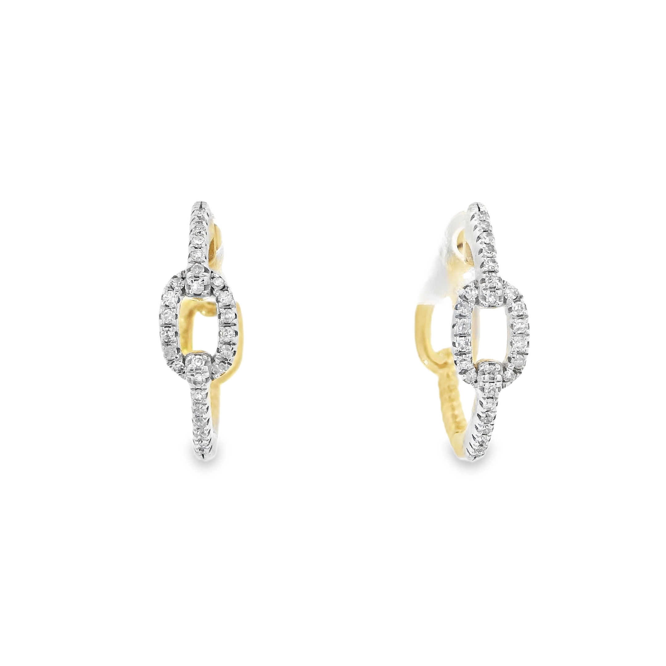 10k Reversible Gold Hoop Earrings Elongated Oval Design