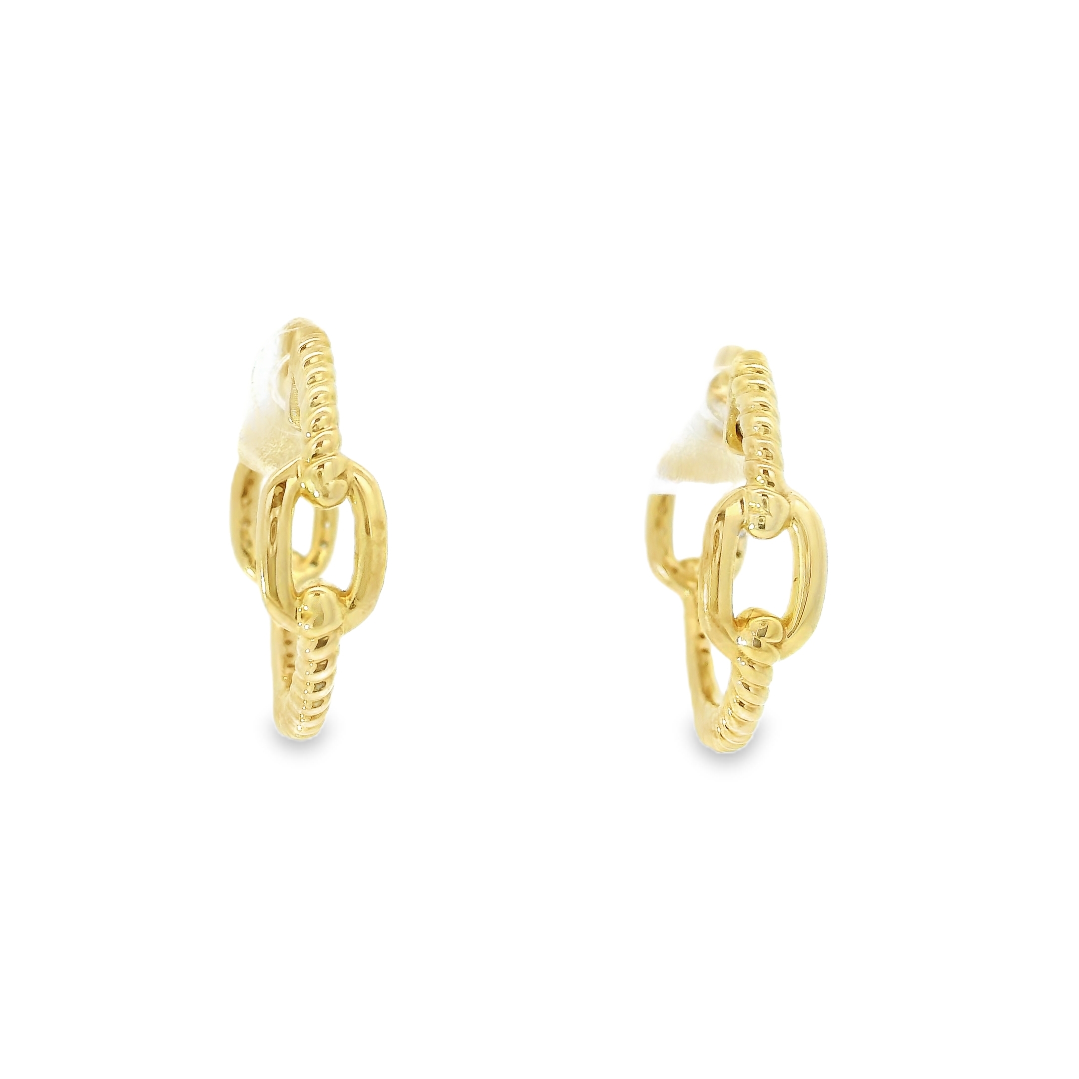 10k Reversible Gold Hoop Earrings Elongated Oval Design - Image 4