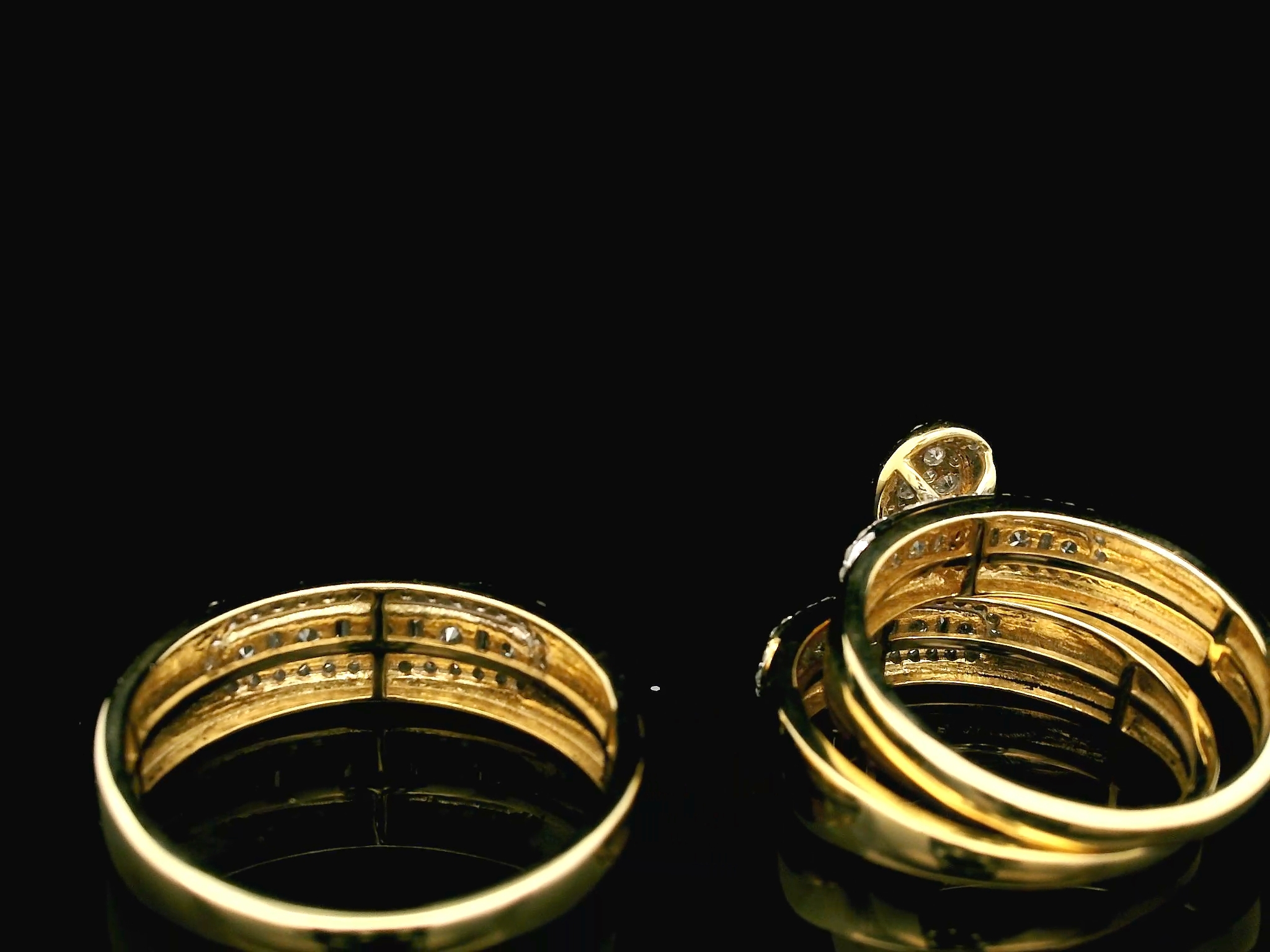 10K YELLOW GOLD 1.00TCW WEDDING SET TRIO OVAL CLUSTER - Image 3