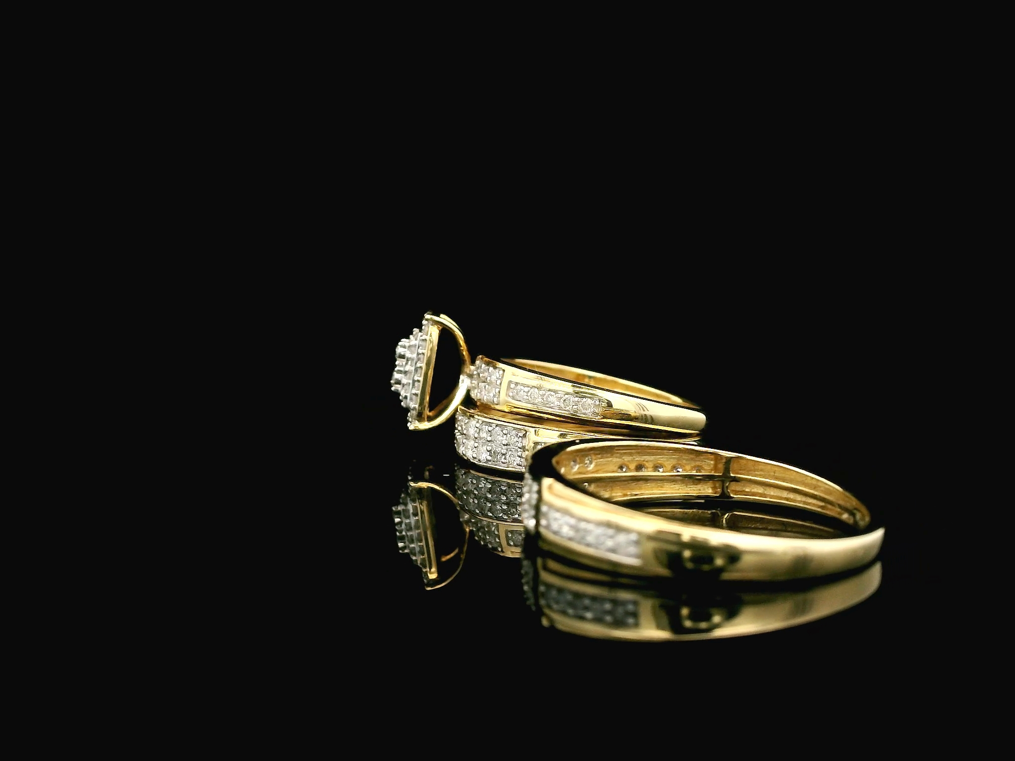 10K 1.00tcw diamond wedding set trio rectangular cluster - Image 2