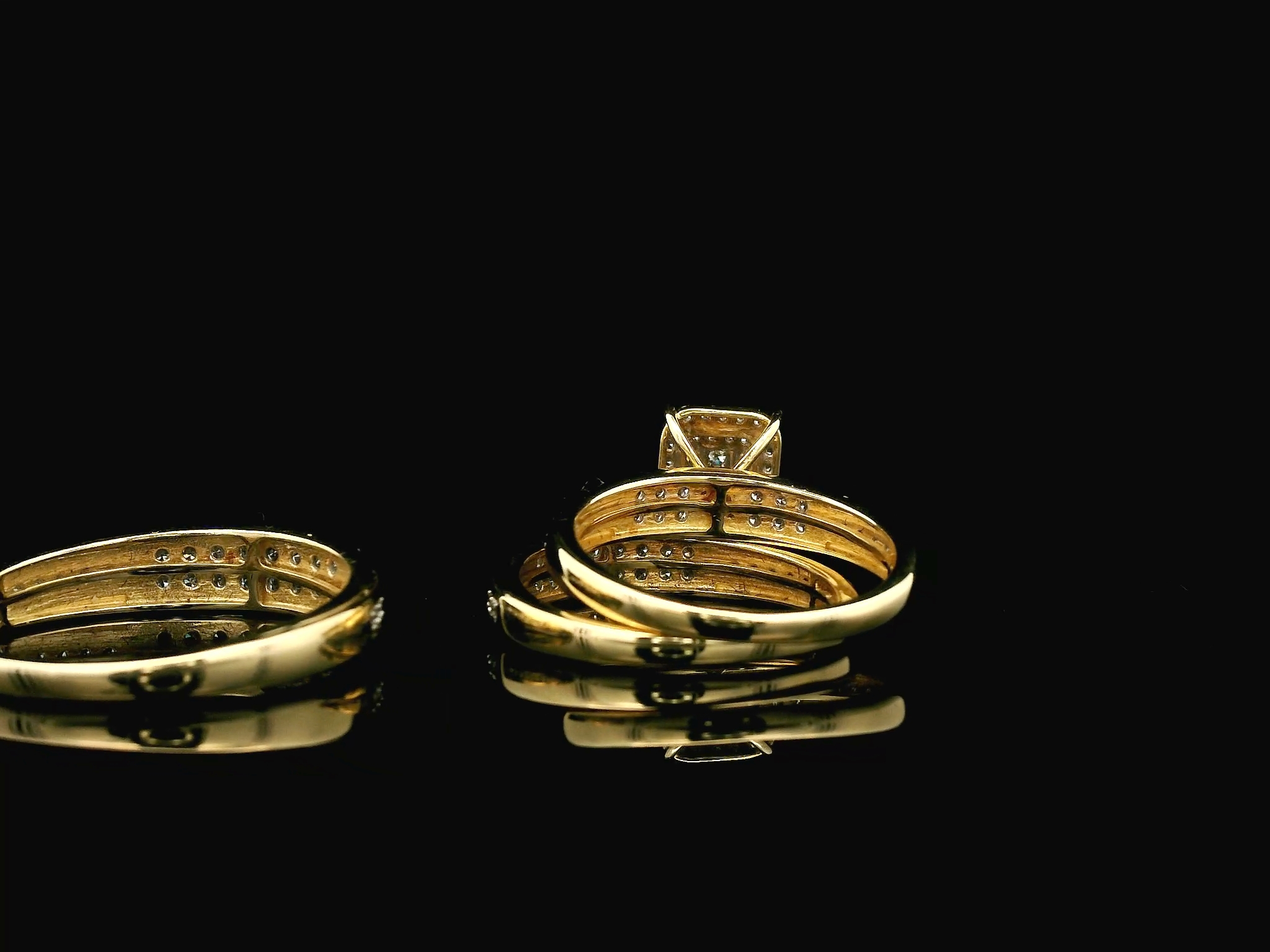 10K 1.00tcw diamond wedding set trio rectangular cluster - Image 3