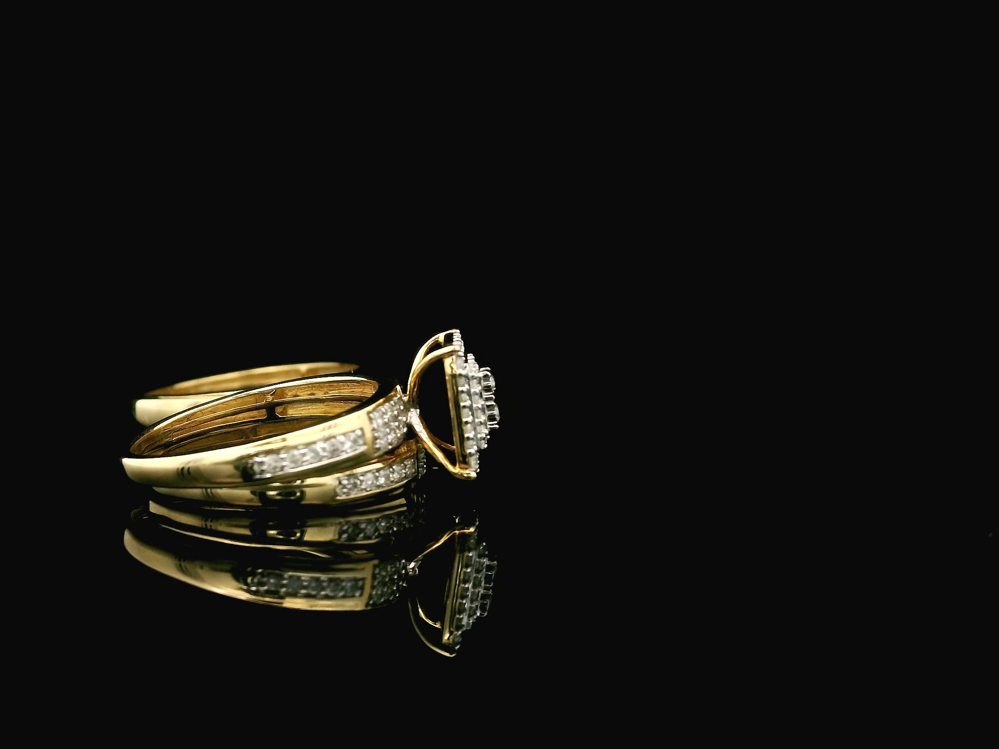 10K 1.00tcw diamond wedding set trio rectangular cluster - Image 4