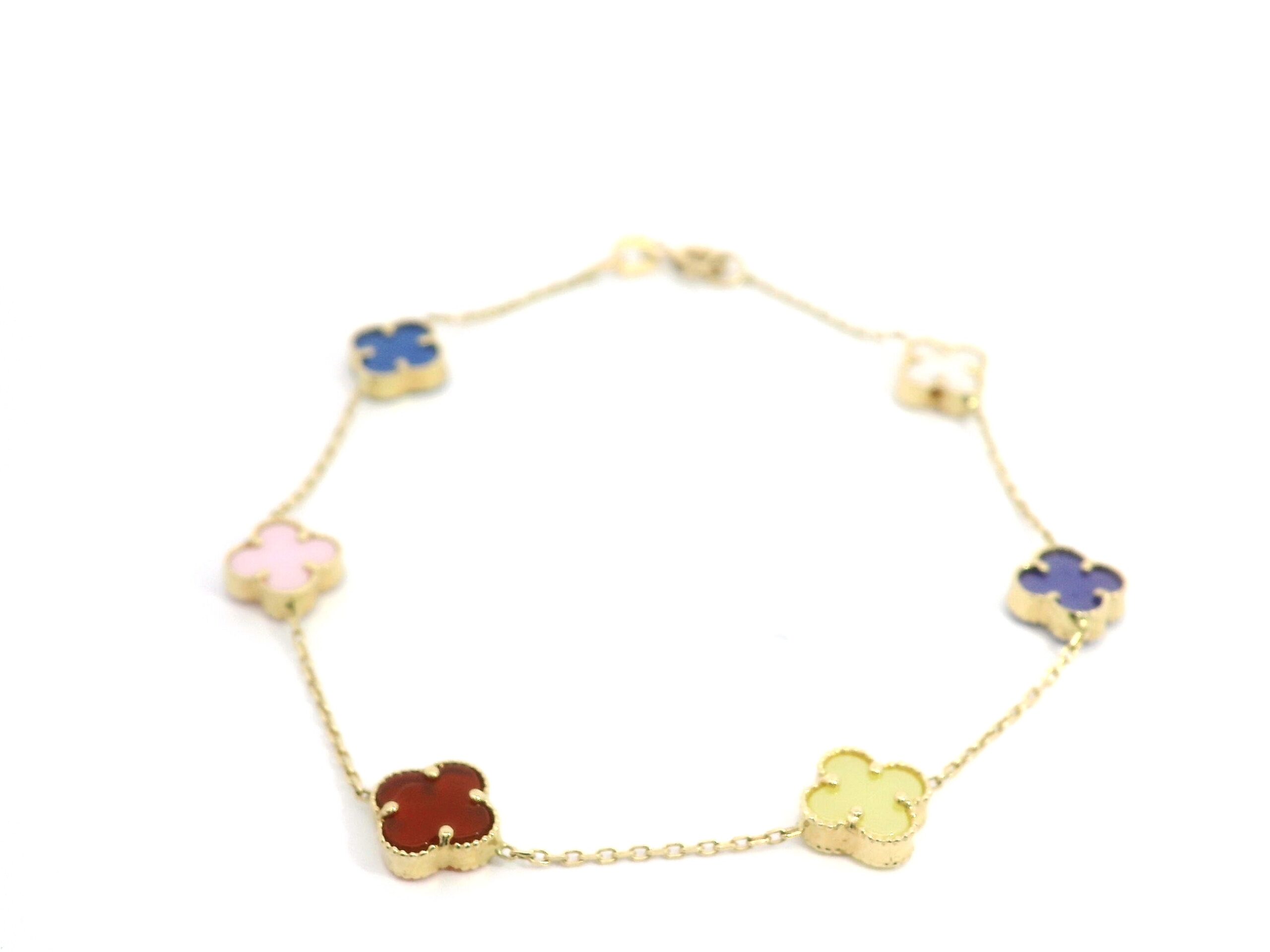 14K MULTICOLOR CLOVER BRACELET (SMALL)