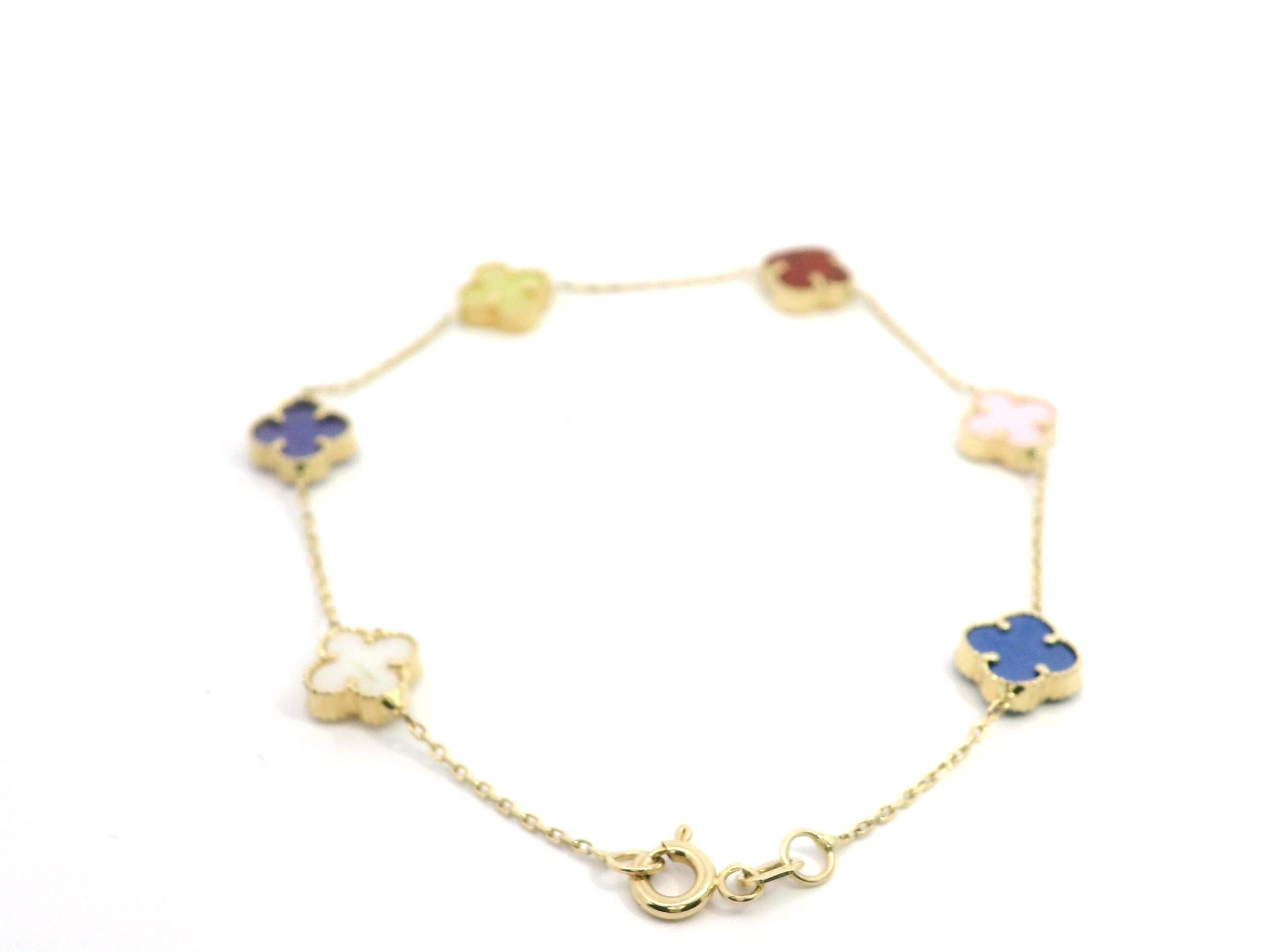 14K MULTICOLOR CLOVER BRACELET (SMALL) - Image 3