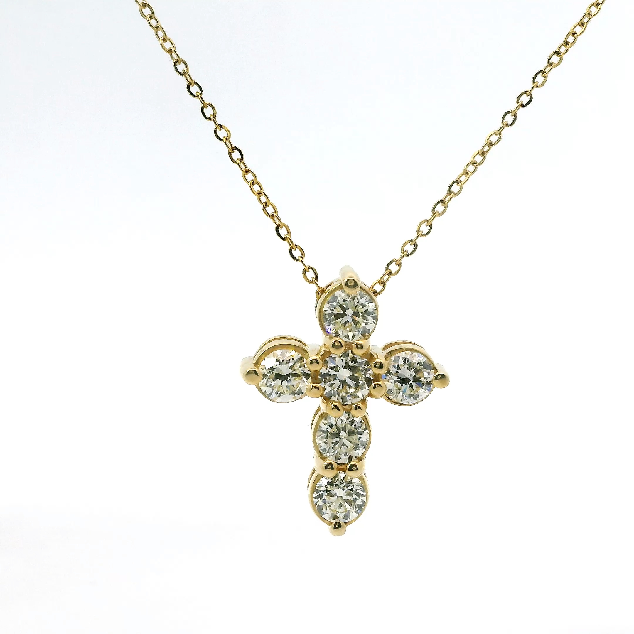 14K YG NATURAL DIAMOND CROSS PENDANT 2.39 TCW