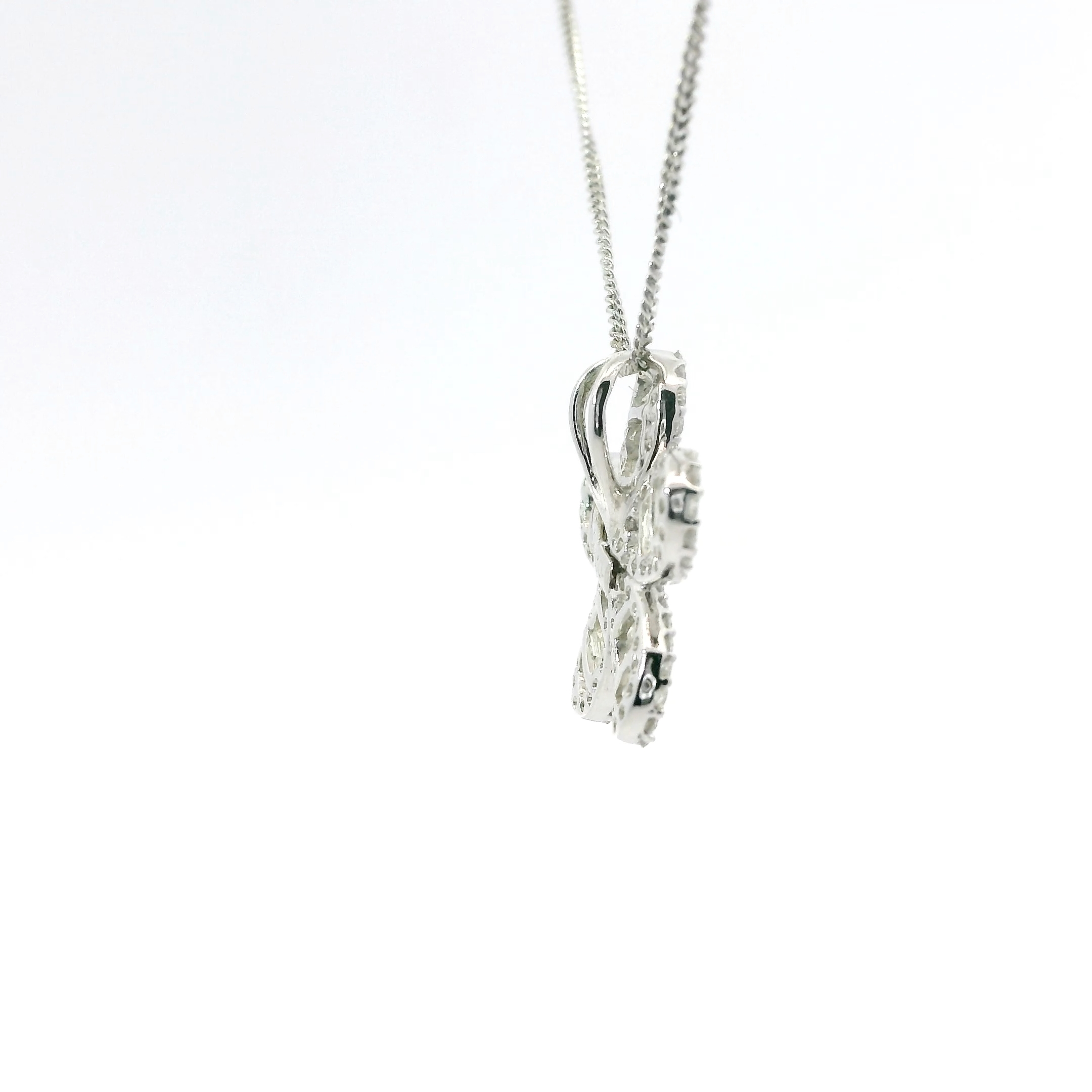 14K WHITE GOLD NATURAL DIAMOND FLOWER NECKLACE 1.35TCW - Image 3