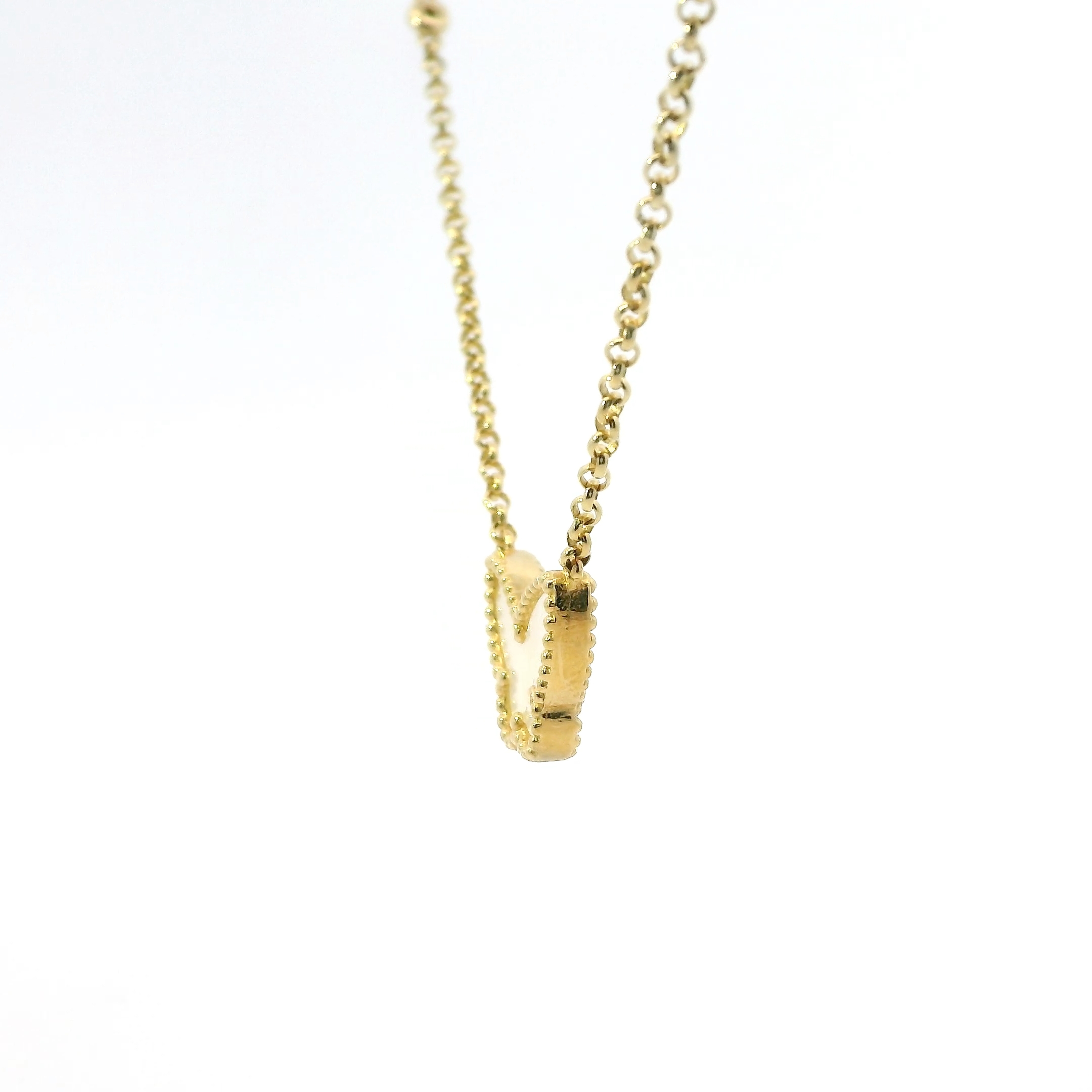 14K YELLOW GOLD MOTHER OF PEARL BUTTERFLY NECKLACE - Image 4