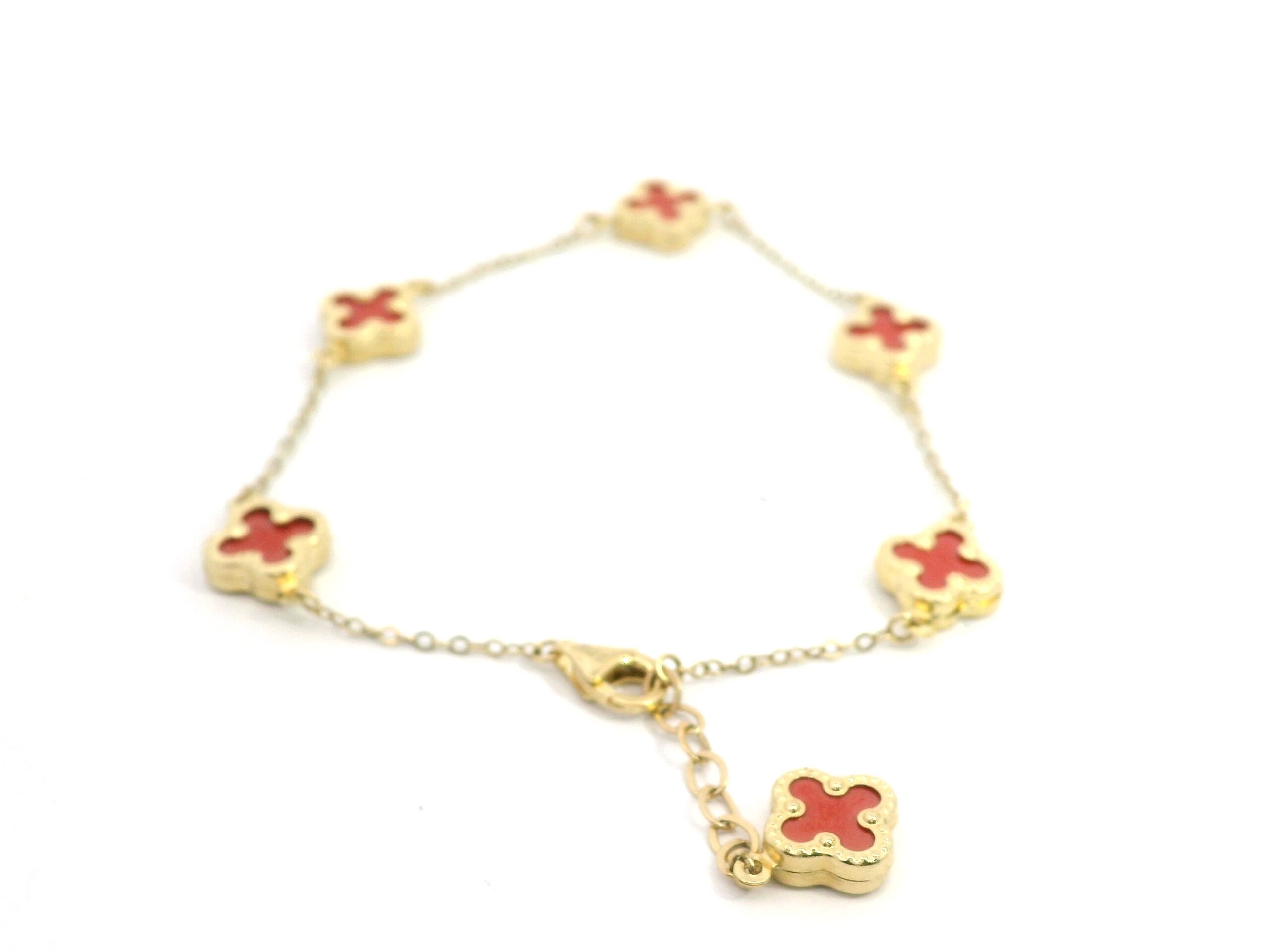 10K YELLOW GOLD RED CLOVER (SMALL)